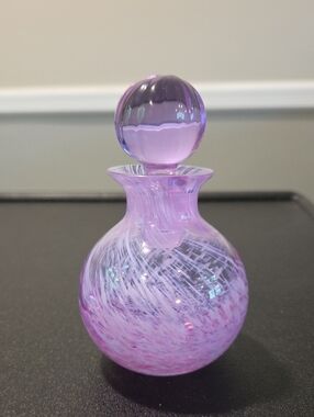 Hand-Blown Decorative Glass Perfume Bottle - Purple